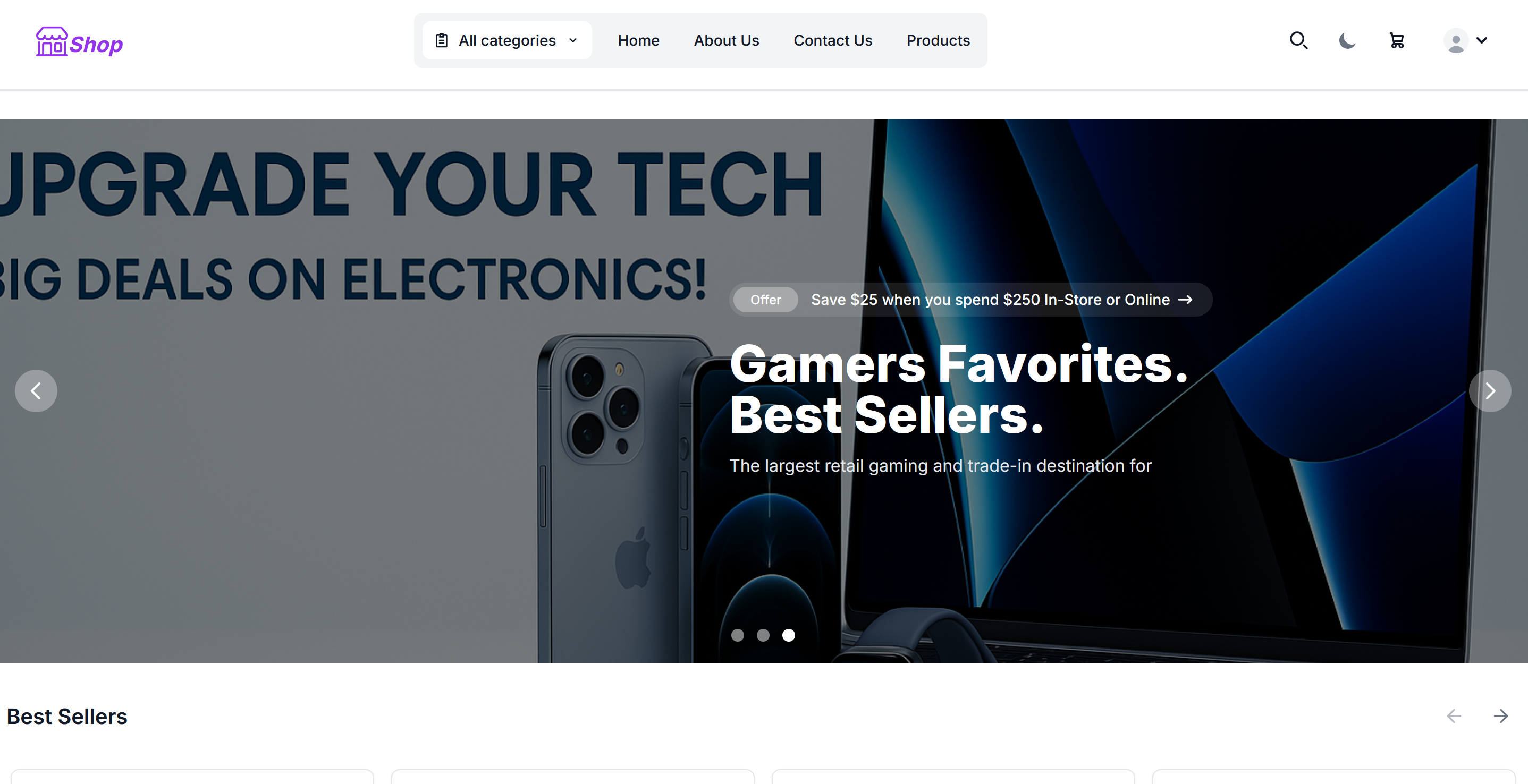 ecommerece web application hero section