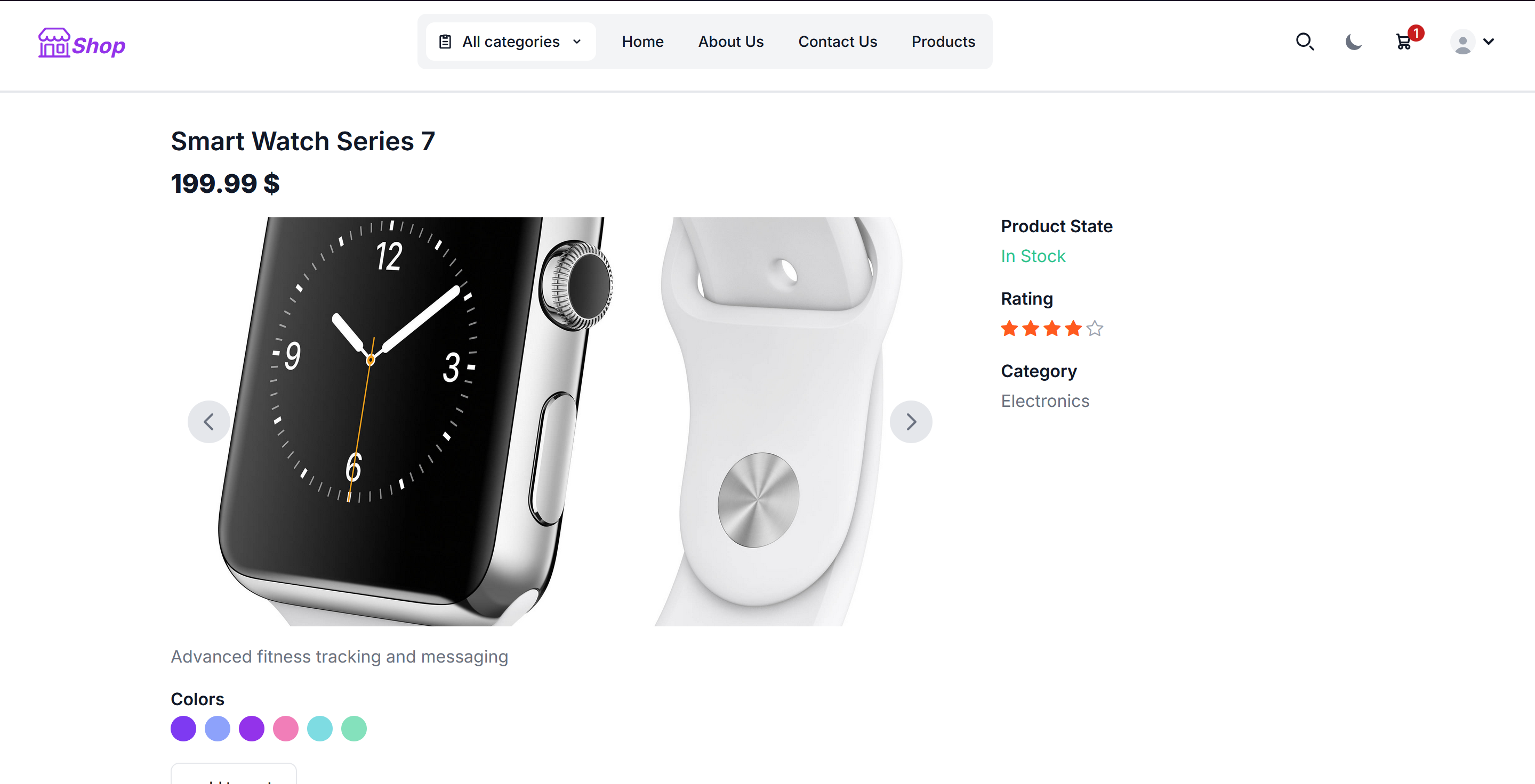 ecommerece web application product detail page