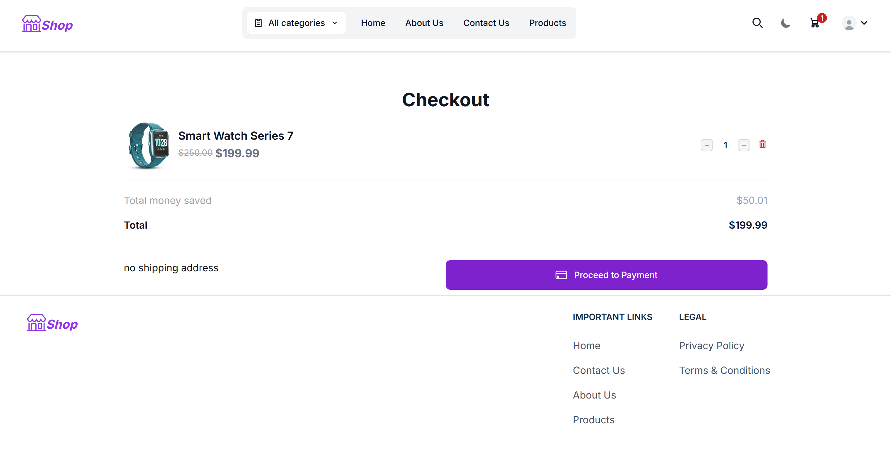 ecommerece web application checkout page